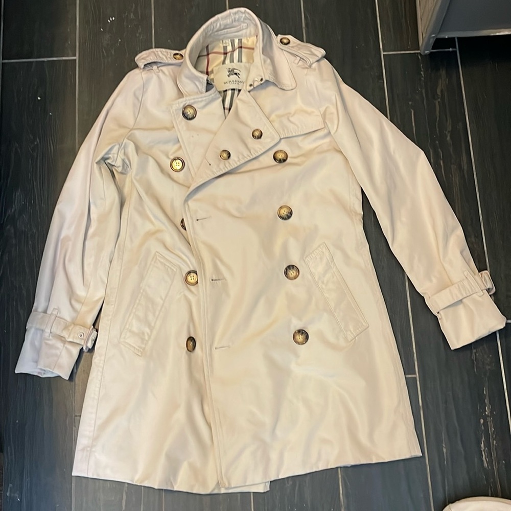 Burberry Cream Double-Breasted Trench Coat